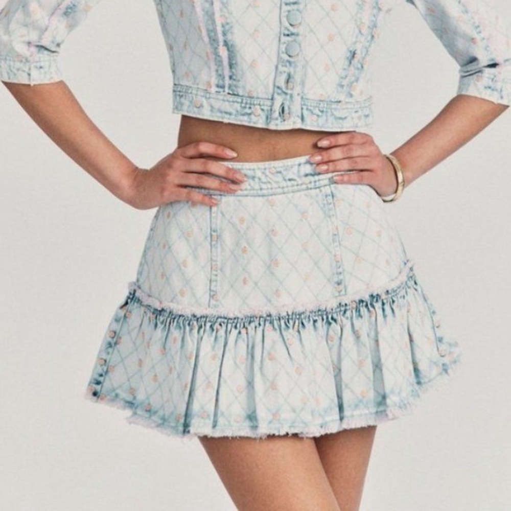 Loveshackfancy ‘Tonda’ denim mini skirt size 6